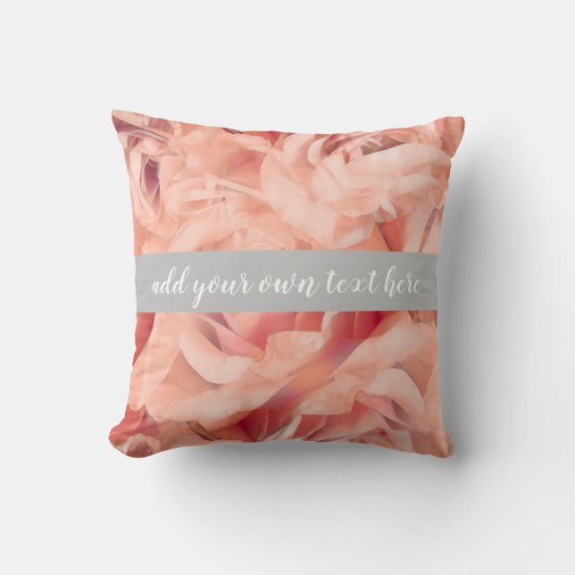 roses pink and gray add your own text   throw pillow (Front)