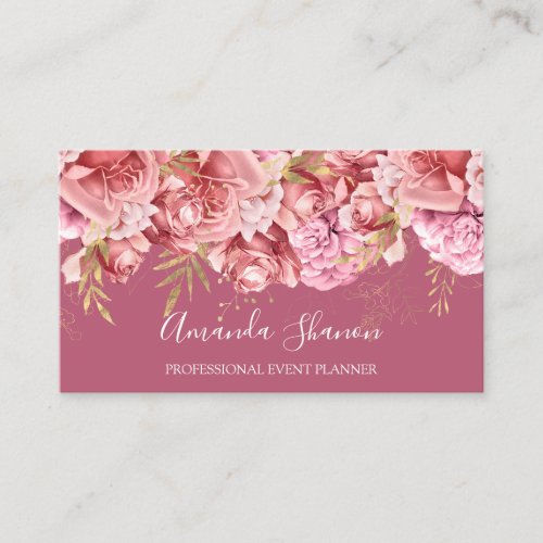 Roses Pink Berry Event Planner QR CODE  Business Card