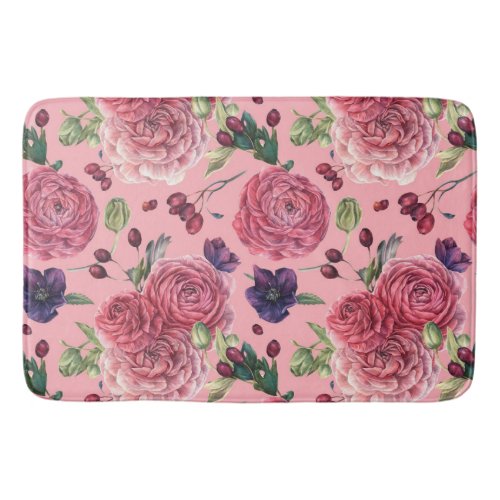 Roses Pink Dream Pattern Bath Mat