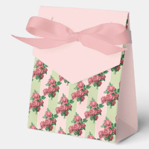 Roses Pink & Green Stripe Favor Box