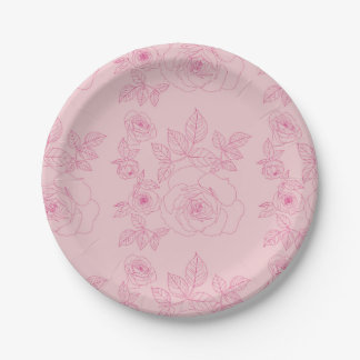 Roses Pink Paper Plates