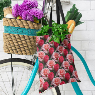 Roses Pink Red Floral Pattern All Over Print Tote Bag