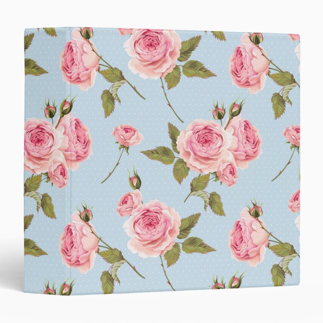 Roses & Polka Dots Pattern 3 Ring Binder (Front/Spine)