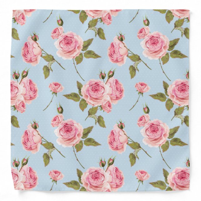 Roses & Polka Dots Pattern Bandana (Front)