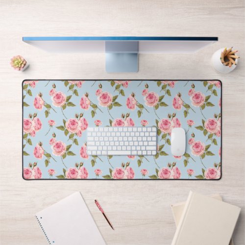 Roses  Polka Dots Pattern Desk Mat