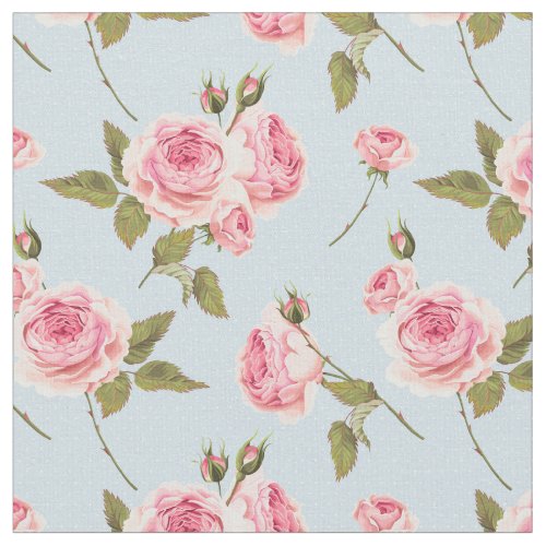 Roses  Polka Dots Pattern Fabric