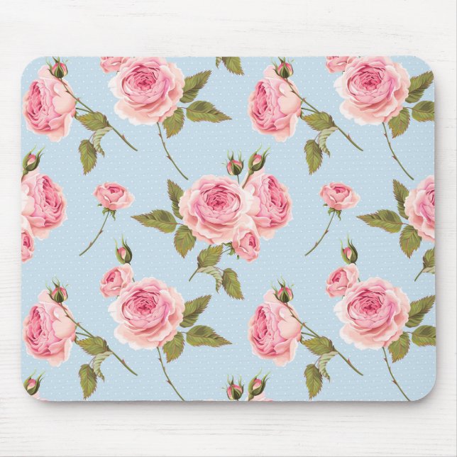 Roses & Polka Dots Pattern Mouse Pad (Front)