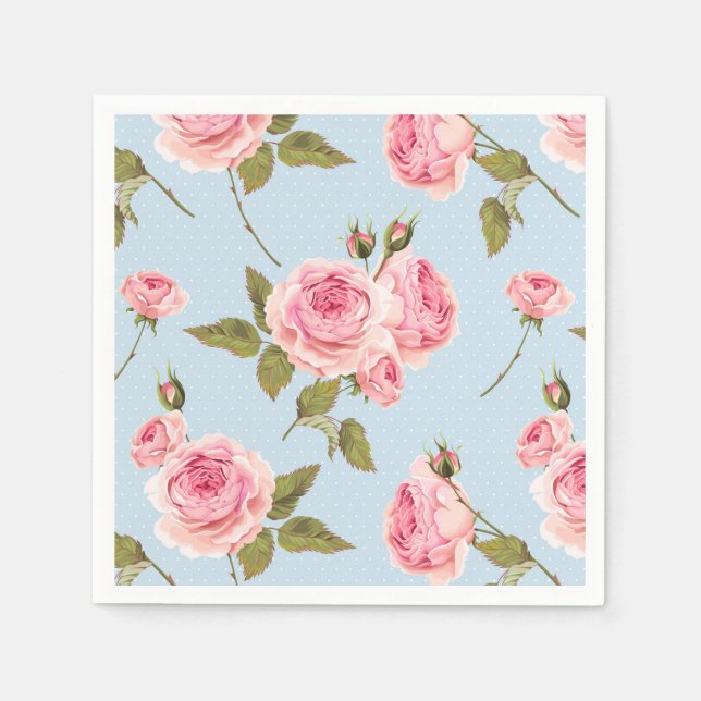 Roses & Polka Dots Pattern Napkins (Front)