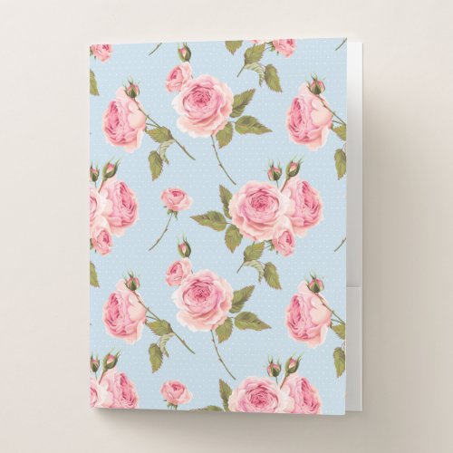 Roses  Polka Dots Pattern Pocket Folder