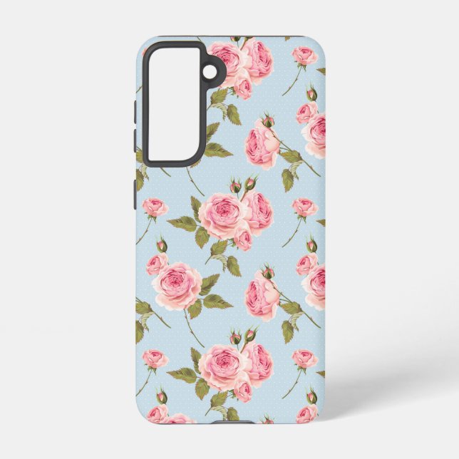 Roses & Polka Dots Pattern Samsung Galaxy Case (Back)