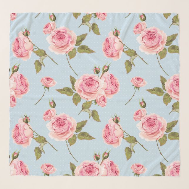 Roses & Polka Dots Pattern Scarf (Front)