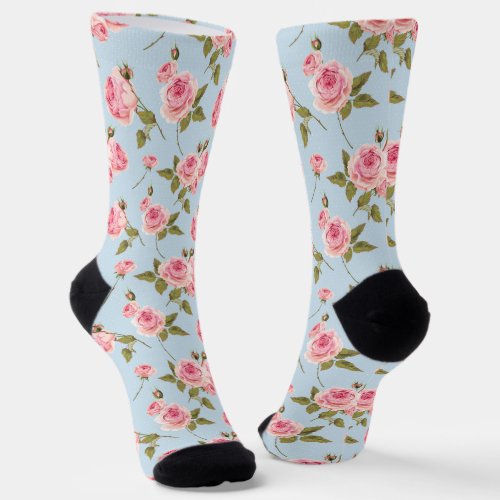 Roses  Polka Dots Pattern Socks