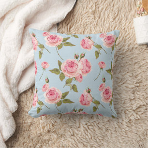 Roses & Polka Dots Pattern Throw Pillow