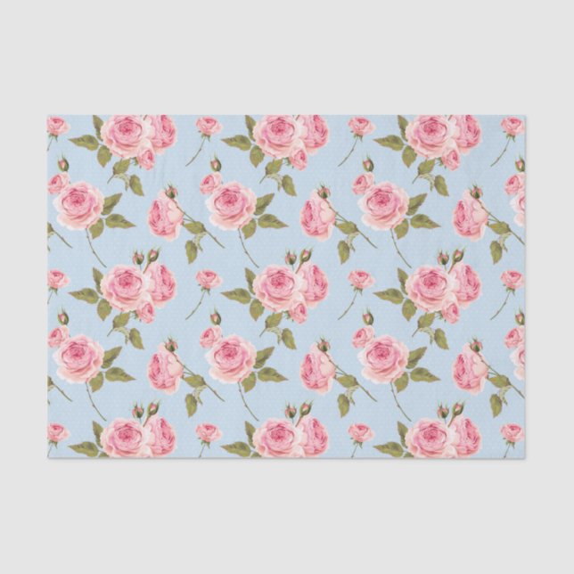 Roses & Polka Dots Pattern Tissue Paper (Front)