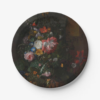 Roses Poppies and Other Flowers - Rachel Ruysch Paper Plates