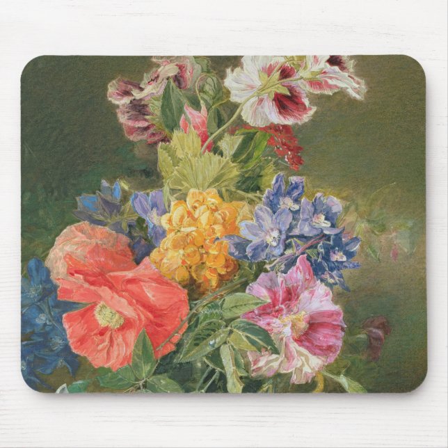 Roses, Poppy and Pelargonia Mouse Pad (Front)