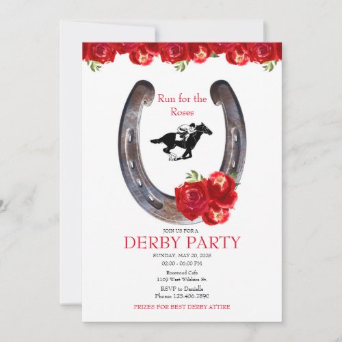 Roses Race Horse Derby Party  Invitation
