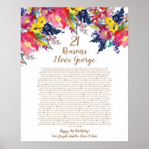 Roses reasons why I love you 21st birthday Poster