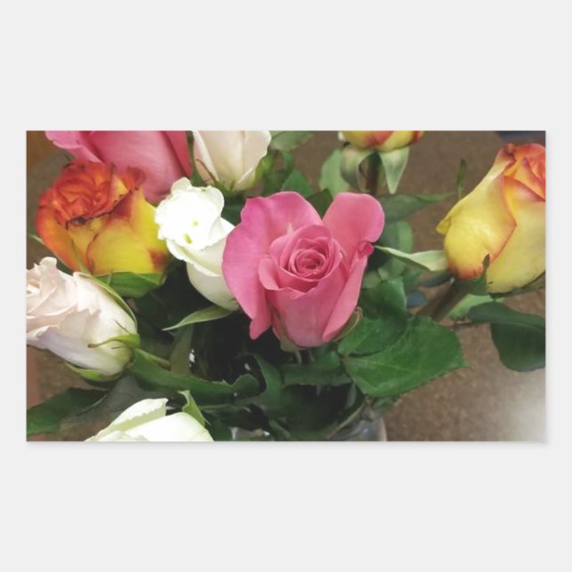 Roses Rectangular Sticker (Front)