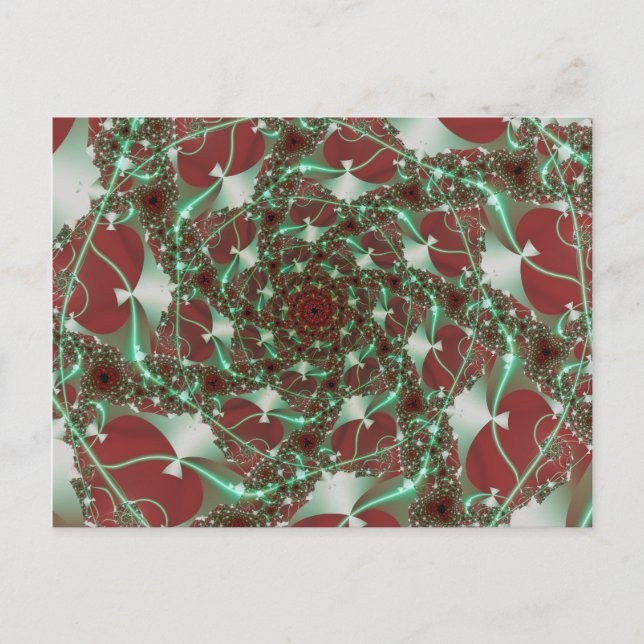 Roses | Red and Green Fractal Art Postcard (Front)
