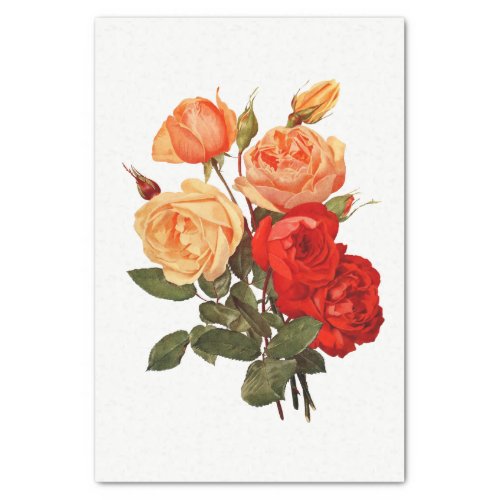 Roses Red Peach Orange Flowers Floral Tissue Paper