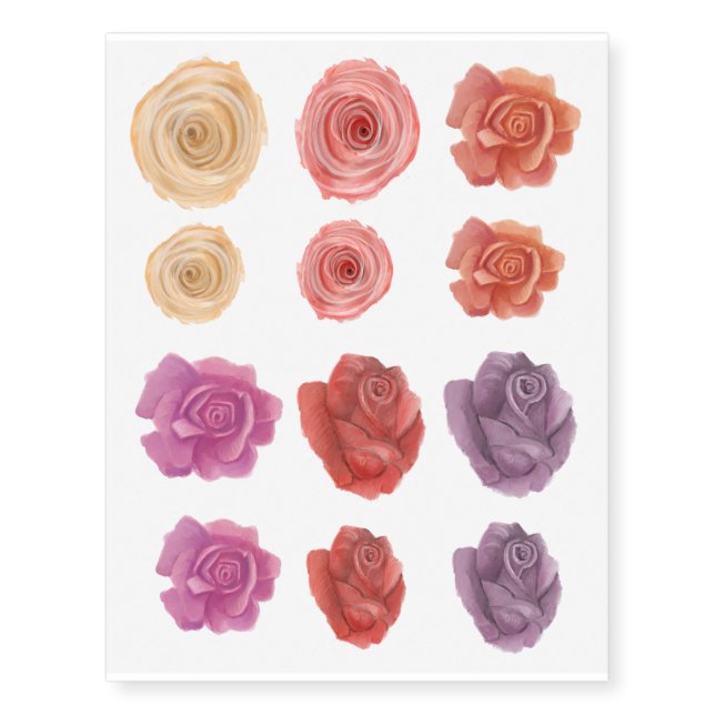 Roses, red, pink, yellow body tattoo (Front)