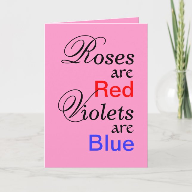 Roses Red Violets Blue Valentine Poem Holiday Card (Front)