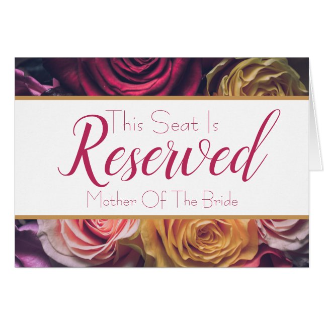 Roses Reserved Seat Wedding Sign Cards (Front Horizontal)