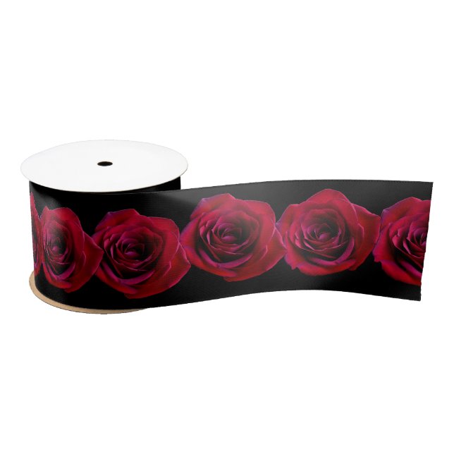 Roses Ribbon Customized Red Rose Flower Ribbon (Spool)