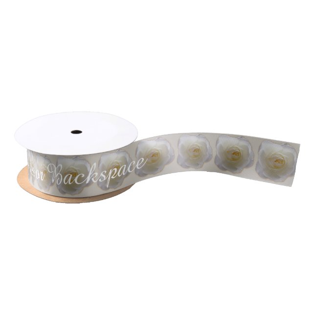 Roses Ribbon Customized White Rose Flower Ribbon (Spool)