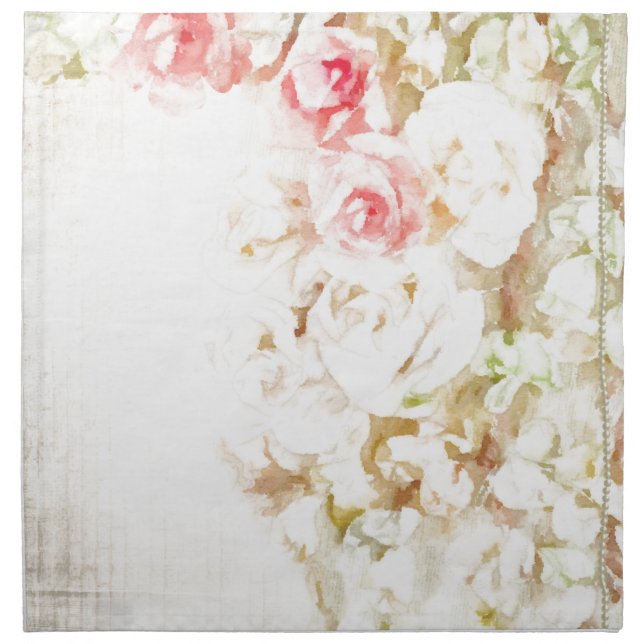 Roses Ribbons and Lace Cloth Napkin (Front)