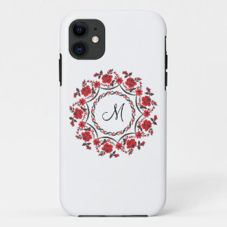 Roses ring Personalized Monogram Initial iPhone 11 Case