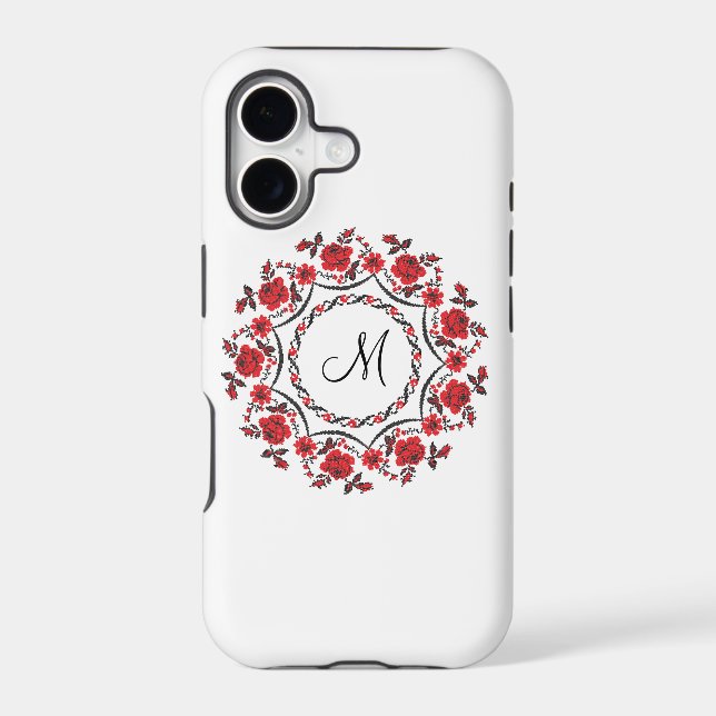 Roses ring Personalized Monogram Initial Iphone Case (Back)