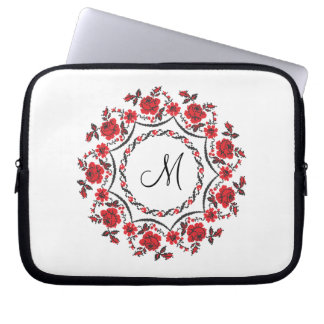 Roses ring Personalized Monogram Initial Laptop Sleeve