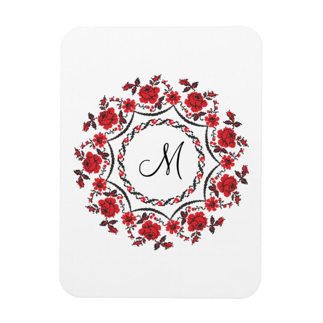 Roses ring Personalized Monogram Initial Magnet (Vertical)
