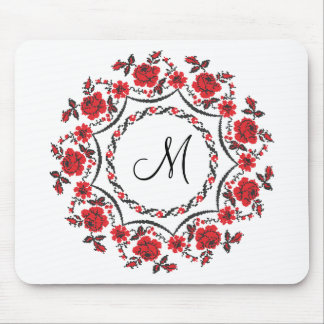 Roses ring Personalized Monogram Initial Mouse Pad