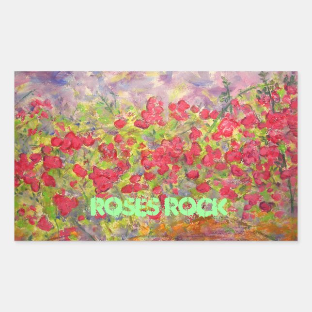 Roses Rock Rectangular Sticker (Front)