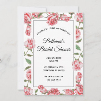 Roses & Romance: A Bridal Shower Celebration  Invitation