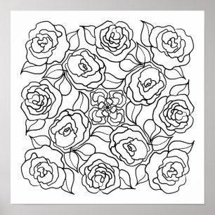 Roses Roses Roses You Color Floral Poster