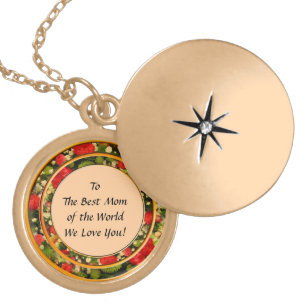 Roses Round Frame with Dedication Necklace