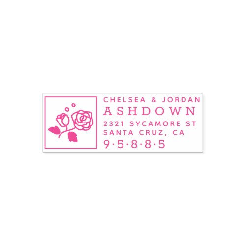 Roses  Rustic Married Couple Names Return Address Self_inking Stamp