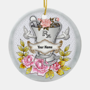 Roses RX Mortar Pestle Ceramic Ornament