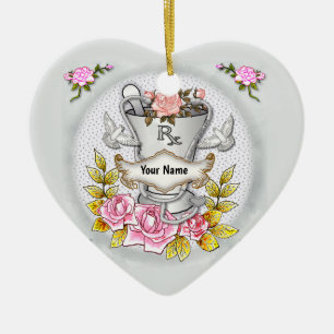 Roses RX Mortar Pestle Ceramic Ornament