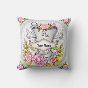 Roses RX Mortar Pestle Throw Pillow