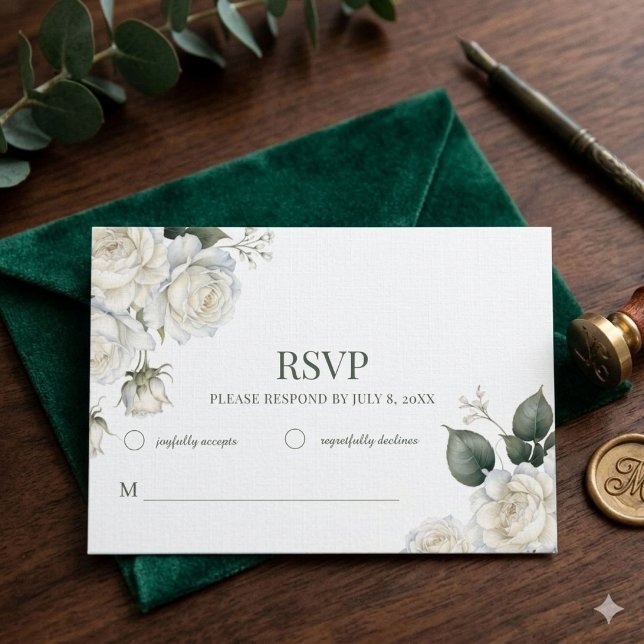 Roses Sage Floral Wedding RSVP Card (Creator Uploaded)