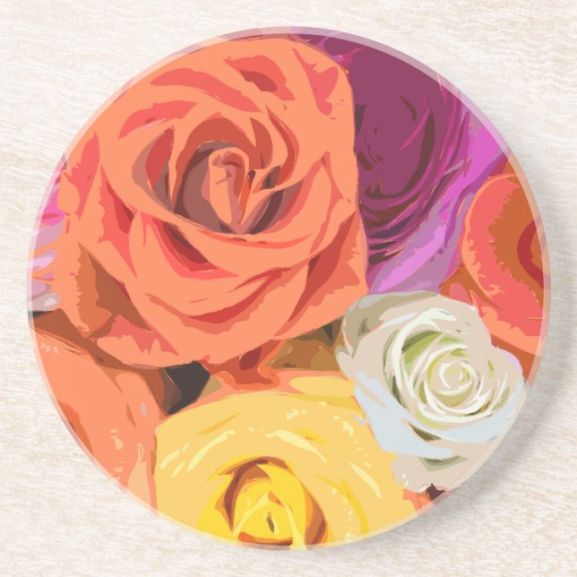 Roses Sandstone Coaster (Front)