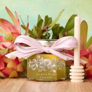 Roses Scroll - Gold Honey Jar Favors