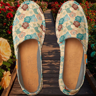 Roses - Seaglass Burgundy Faux Gold Cream Espadrilles