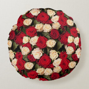 Roses, seamless, elegant background tile round pillow