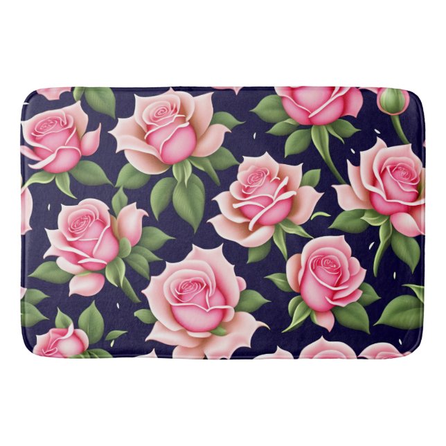 Roses Seamless Pattern Valentines Day Bath Mat (Front)